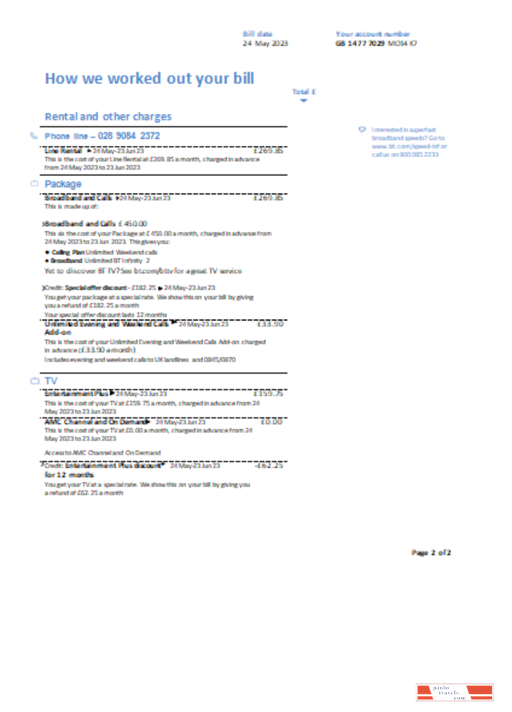 BT utility business bill, page 2 SCR PSD template